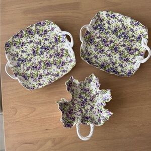 vintage Royal Danube serving dish set of3 with a floral design and gold trim